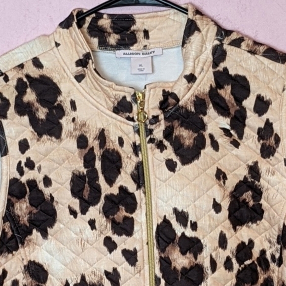 Allison Daley Leopard Print Quilted Full Zip Vest with Pockets size XL - Picture 2 of 7